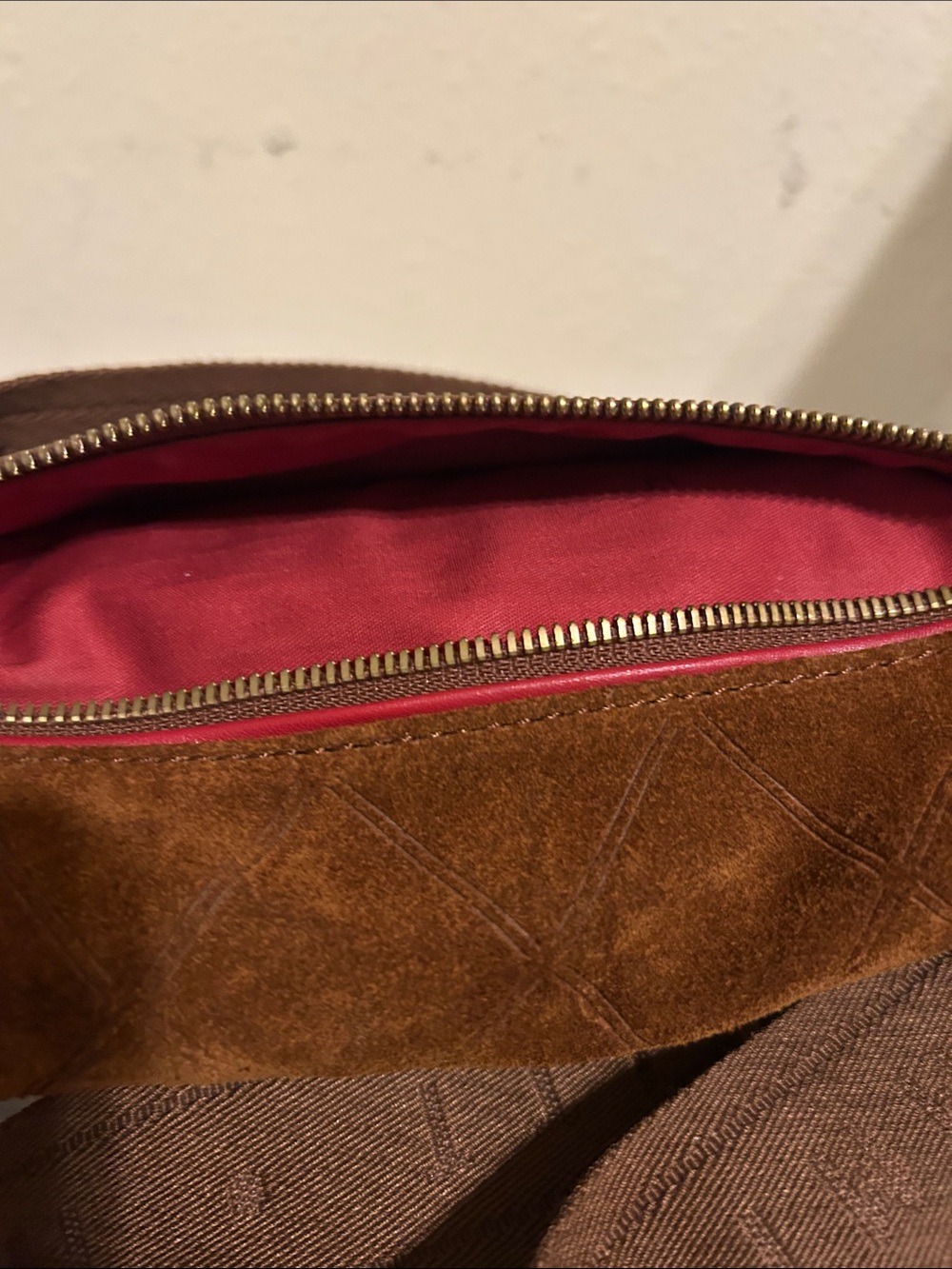 Hammitt Brown Suede Belt Bag with Quilted Stitching - Picture 3 of 7